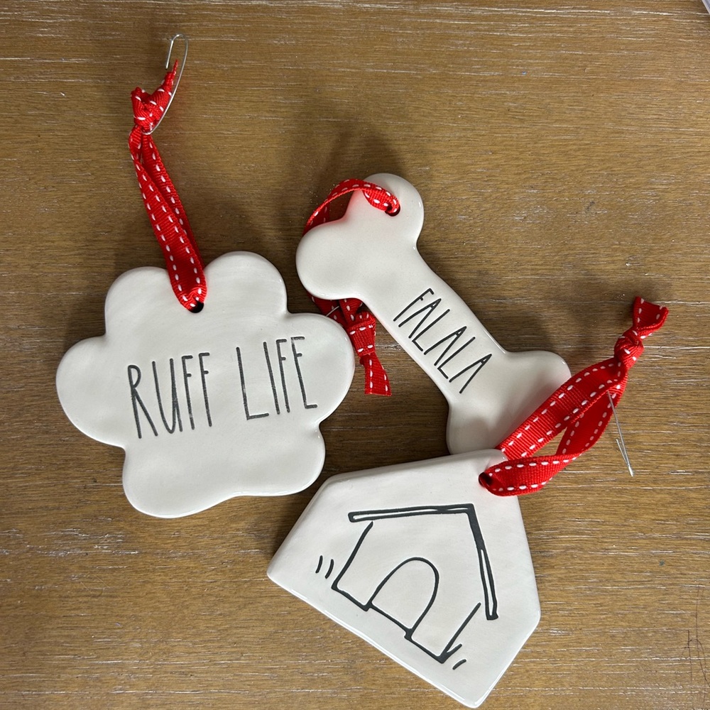 Rae Dunn Holiday Dog Ornaments- Set 1